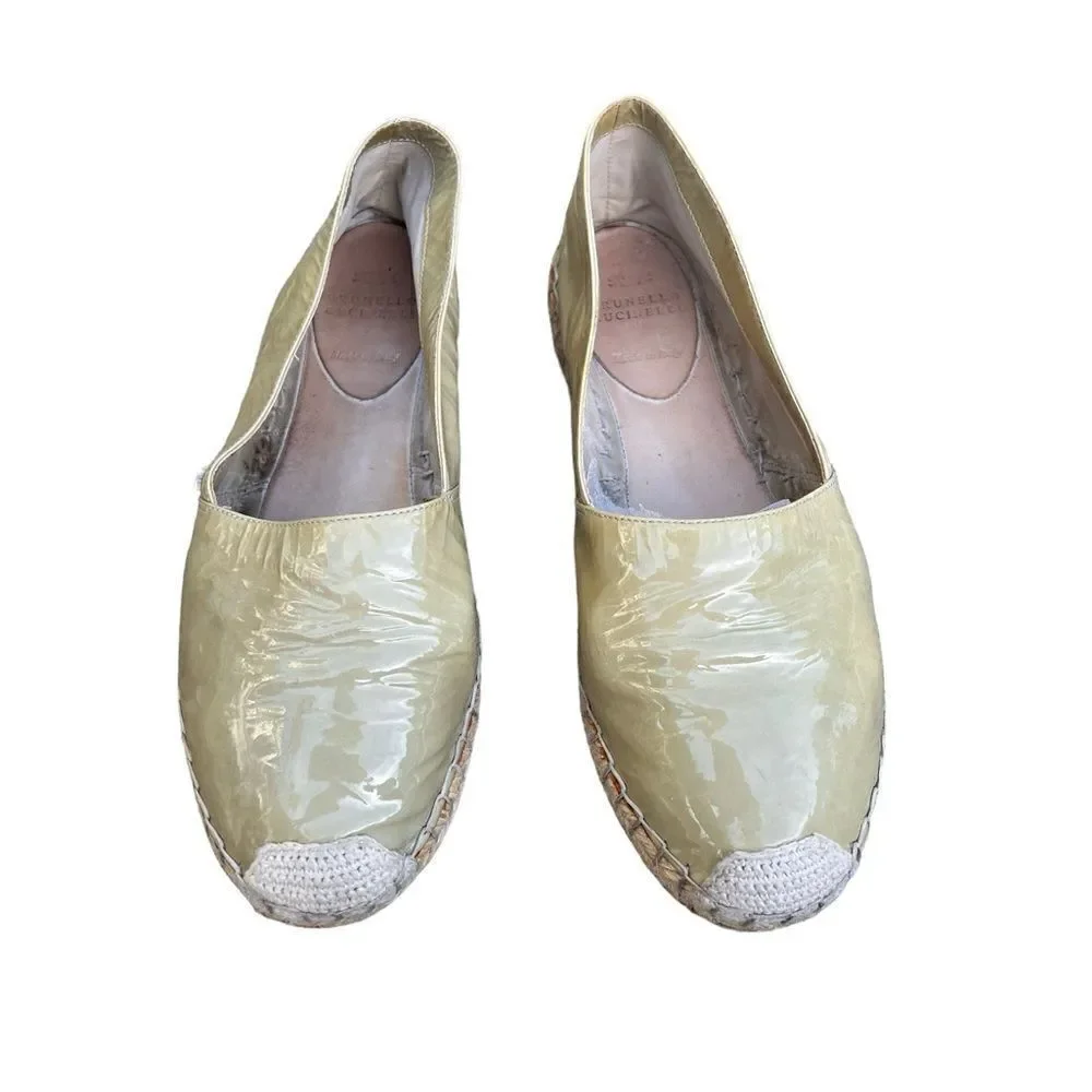 BRUNELLO CUCINELLI Green Patent Leather Espadrilles 36.5